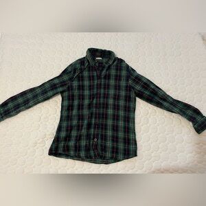 L.L. Bean 100% Cotton Green Plaid Button Down